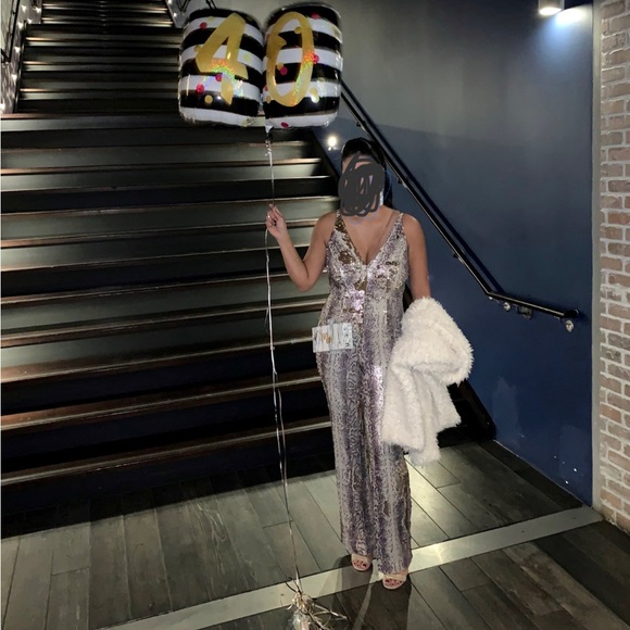 Dress The Population Charlie Sequin Snake-Print Sleeveless Jumpsuit - Worn once - Picture 1 of 5